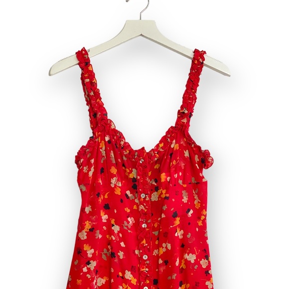 Realisation Par Juliet Silk Midi Dress in Rouge Fleur Size M - Picture 3 of 11